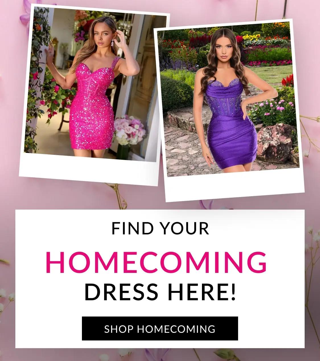 Mobile Find Your Homecoming Dress Here Banner