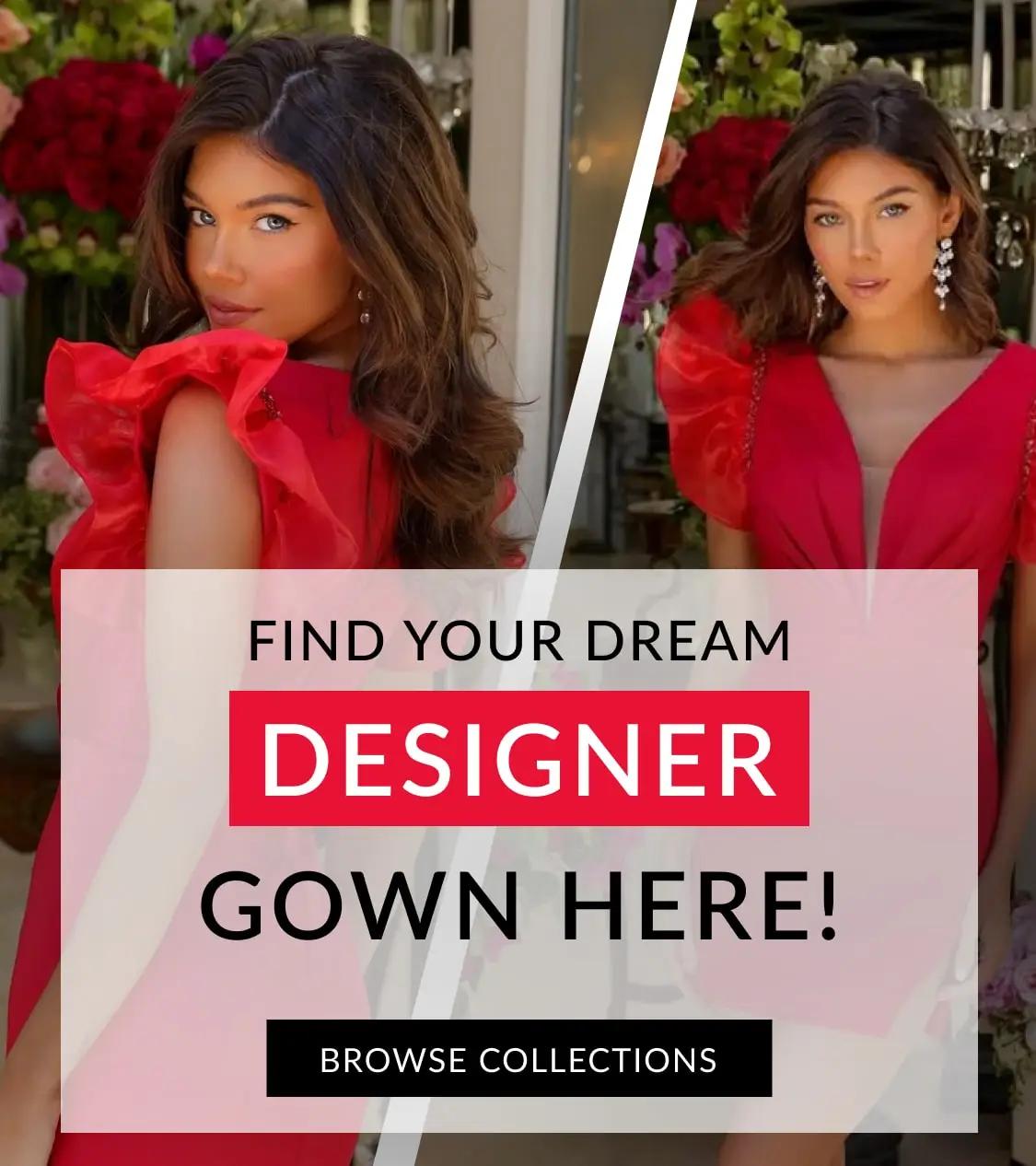 Mobile Find Your Dream Designer Gown Here Banner