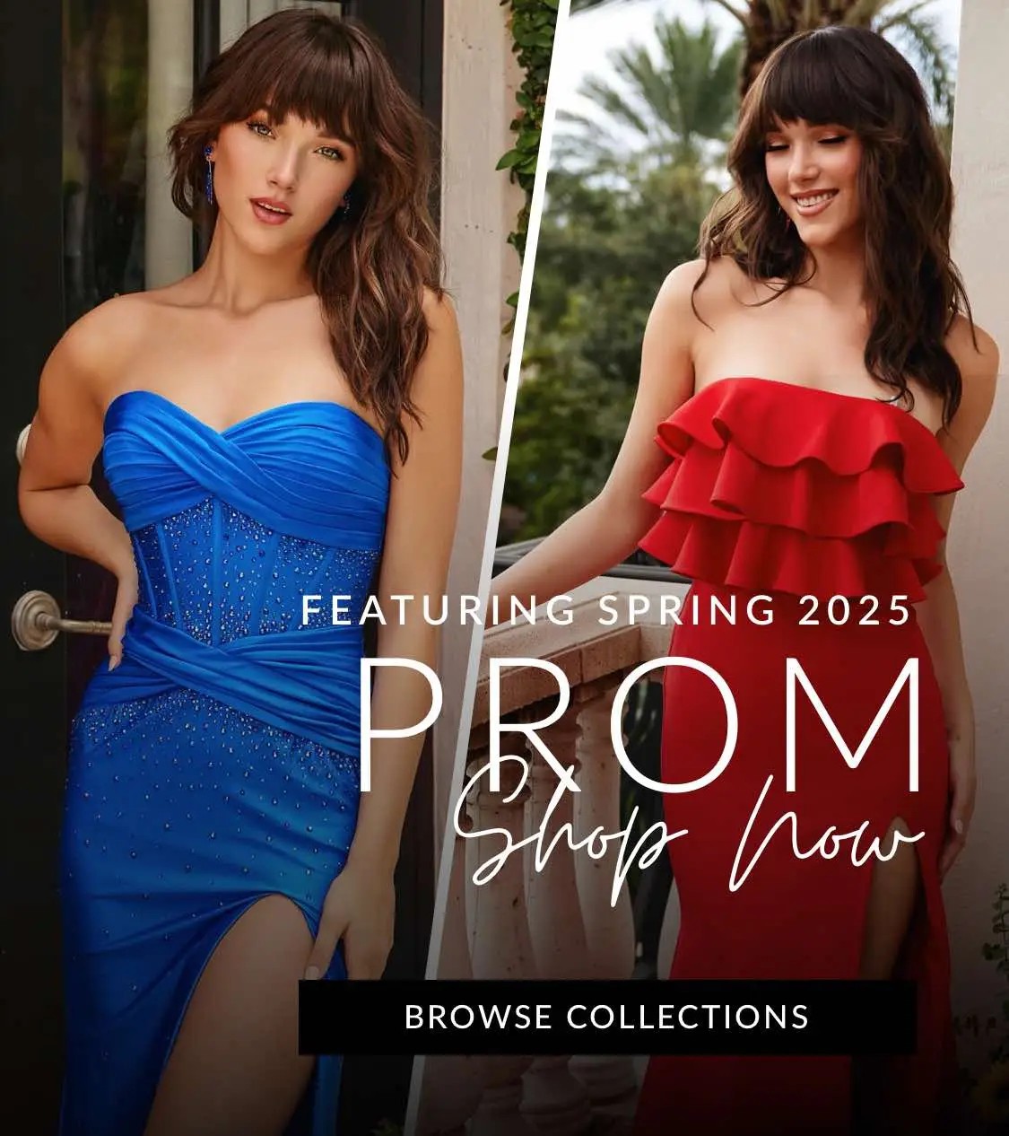 featuring spring 2025 prom dresses mobile banner