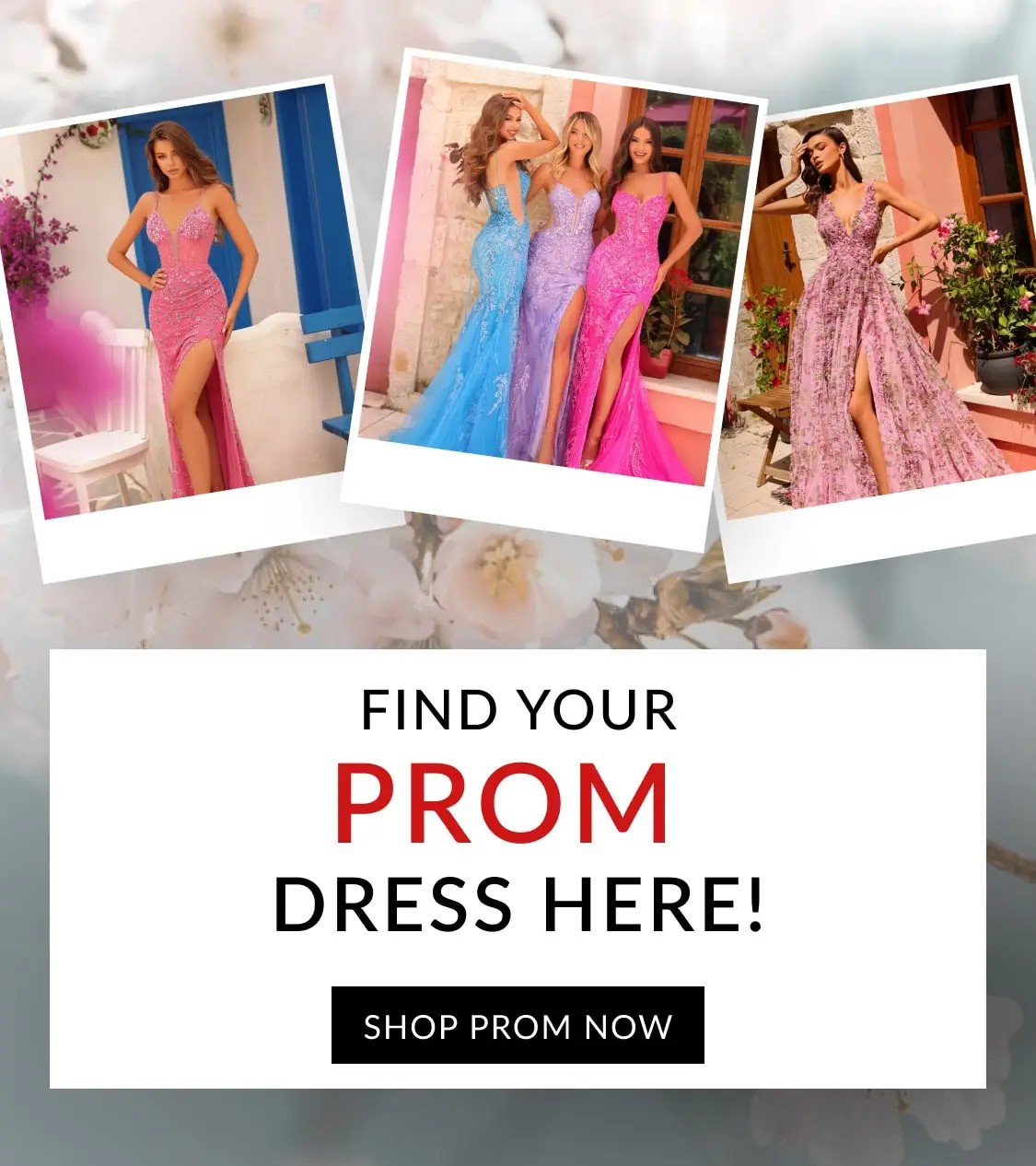 Models wearing prom dress - mobile version